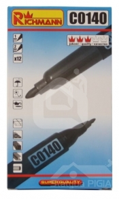 Juodas dvigubas markeris 1-2 mm