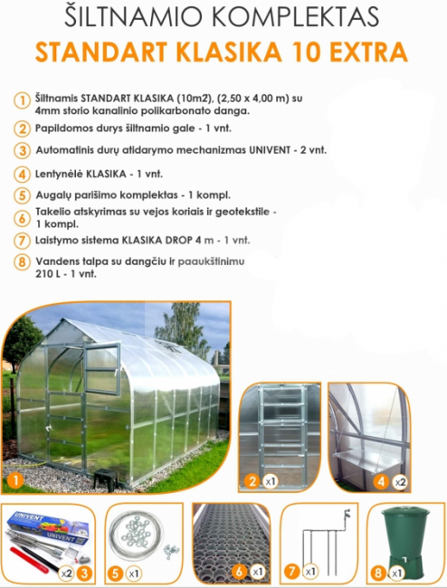 Šiltnamio komplektas KLASIKA Standart 10 EXTRA