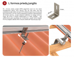 L formos priedų jungtis M10, 60x40x80x5 mm