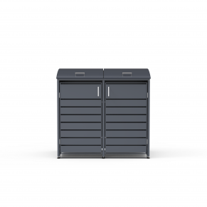 Divvietīga atkritumu konteineru nojume ar noapaļotu vāku MIKKO, pelēka