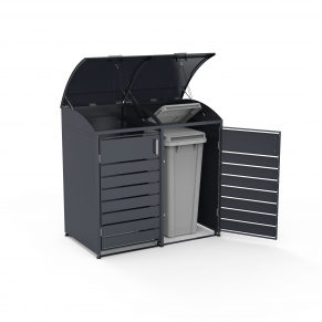 Trivietė šiukšlių konteinerio pastogė apvalintu dangčiu MIKKO