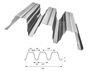 Konstrukciju trapecveida profils T160