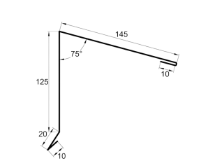Kraigas vienšlaičio stogo 125x145 mm, 75°, įv. spalvos ir padengimai