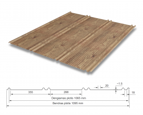 Klasikinis profilis SIMPLA-3 Auksinė pušis 3D, medžio imitacija