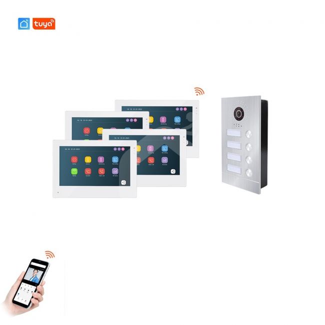 4 abonementų WIFI SmartHome POE domofono komplektas