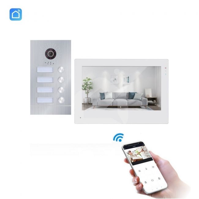 4 abonementų WIFI SmartHome POE domofono komplektas