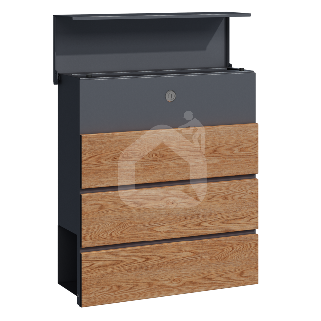 Pašto dėžutė MIKKO, pilka / medžio imitacija