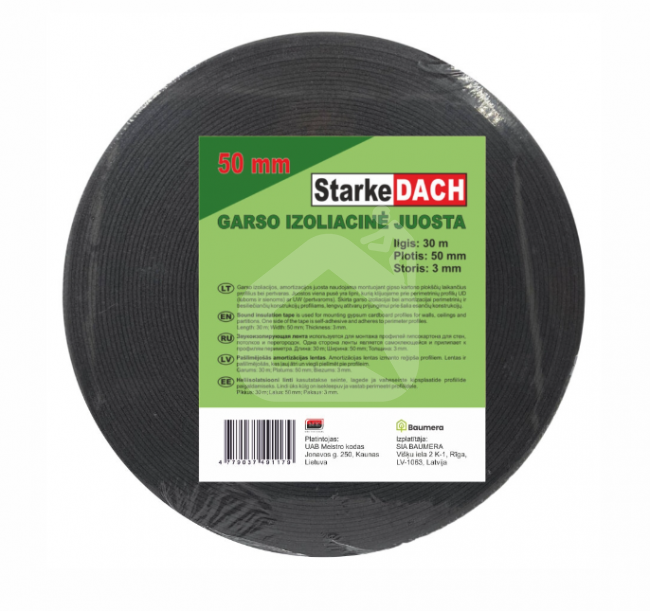 Garso izoliacinė juosta gipsiniams profiliams 50 mm