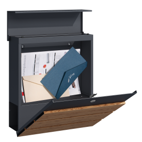 Pašto dėžutė MIKKO, pilka / medžio imitacija