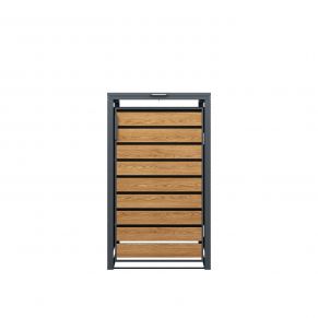 Vienvietė šiukšlių konteinerio pastogė MIKKO, pilka / medžio imitacija