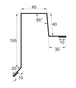 Vėjalentė classic 155x40x45 mm, įv. spalvos ir padengimai