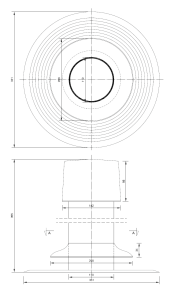 Ventiliacinis kaminėlis D110 H355, plokštiems stogams