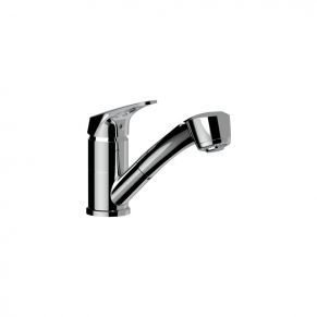 Virtuvinis vandens maišytuvas su pasukamu snapeliu ir ištraukiama ABS dušo rankena