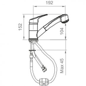Virtuvinis vandens maišytuvas su pasukamu snapeliu ir ištraukiama ABS dušo rankena