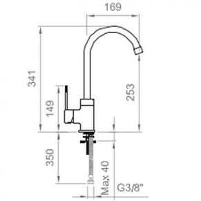 Virtuvinis vandens maišytuvas su pasukamu snapeliu