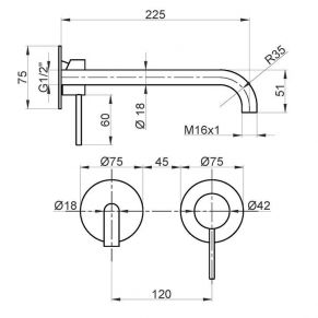 Sieninis išorinis maišytuvas STILOX su atskiromis plokštelėmis