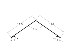 Kraigas 115x115 mm, 110°, įv. spalvos ir padengimai