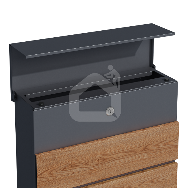 Pašto dėžutė MIKKO, pilka / medžio imitacija