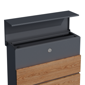 Pašto dėžutė MIKKO, pilka / medžio imitacija