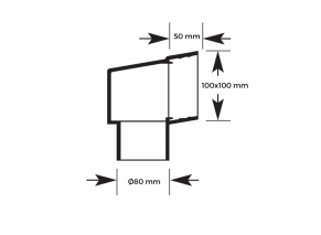 Alkūnė kampinės įlajos sujungimui 100x100 mm, Ø80-100 mm