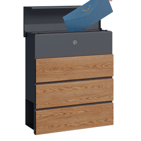 Pašto dėžutė MIKKO, pilka / medžio imitacija