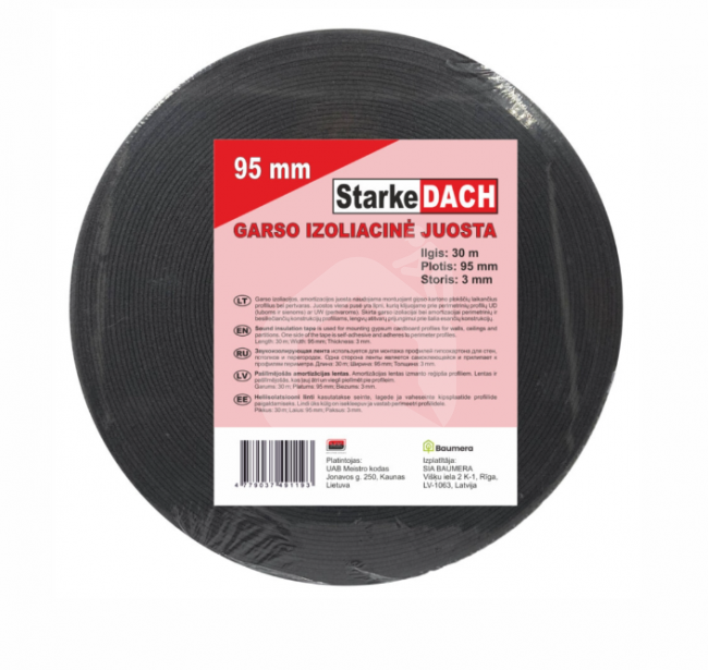 Garso izoliacinė juosta gipsiniams profiliams 95 mm