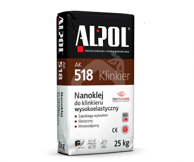 Elastingi plytelių klijai Alpol Nano AK518, 25kg.