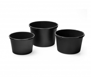 Apaļš plastmasas konteiners, melns