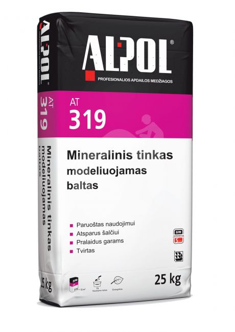 Modeliuojamas baltas tinkas ALPOL AT319, 25 kg. (paskutiniai vienetai)