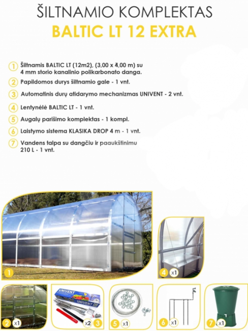 Šiltnamio komplektas KLASIKA BALTIC LT 12 EXTRA