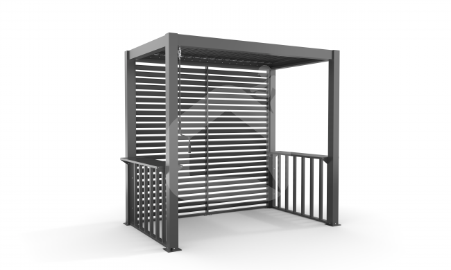 BBQ pergola griliui ir lauko kepsninei su šoniniais staliukais