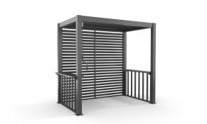 BBQ pergola griliui ir lauko kepsninei su šoniniais staliukais