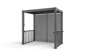 BBQ pergola griliui ir lauko kepsninei su šoniniais staliukais