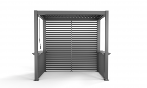 BBQ pergola griliui ir lauko kepsninei su šoniniais staliukais