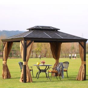 Pavėsinė SUNSET 3x4xH2/2,7 m, rudos/smėlio spalvos