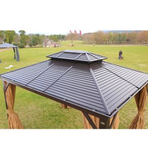 Pavėsinė SUNSET 3x4xH2/2,7 m, rudos/smėlio spalvos