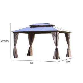 Pavėsinė SUNSET 3x4xH2/2,7 m, rudos/taupe spalvos