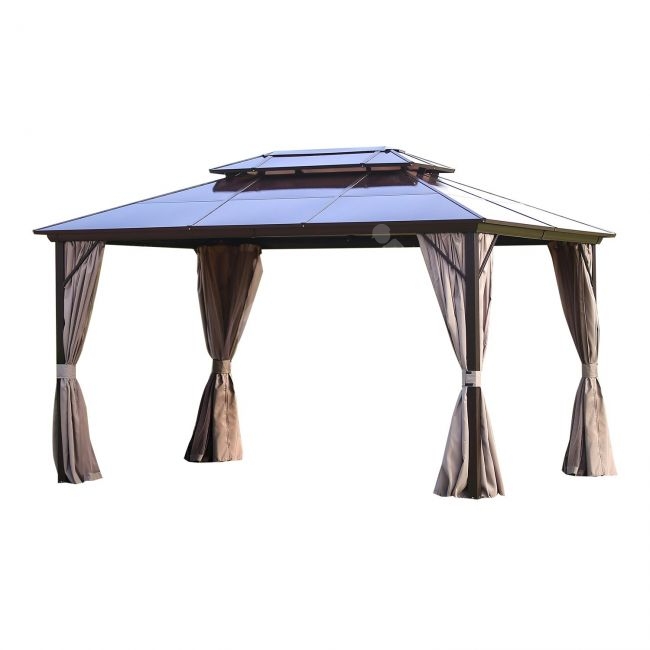 Pavėsinė SUNSET 3x4xH2/2,7 m, rudos/taupe spalvos
