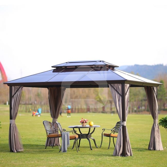 Pavėsinė SUNSET 3x4xH2/2,7 m, rudos/taupe spalvos