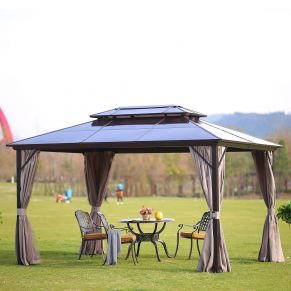 Pavėsinė SUNSET 3x4xH2/2,7 m, rudos/taupe spalvos