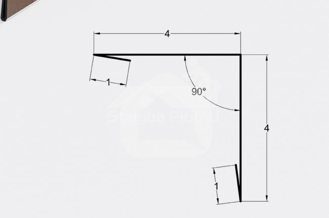 Sieninis išorinis kampas 4x4 cm, cinkas