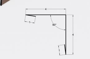 Sieninis išorinis kampas 4x4 cm, dažytas matinis