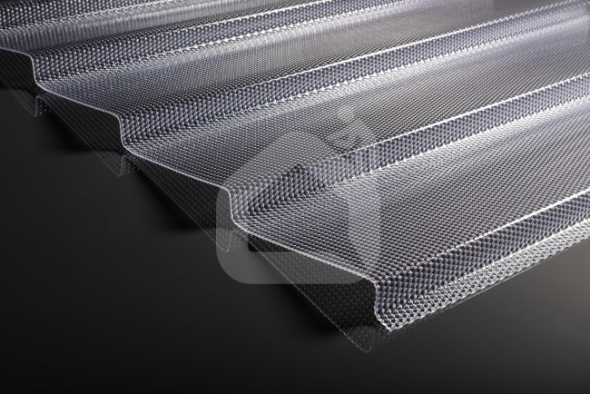 MK PC DIAMOND TILE EFFECT čerpinė polikarbonato danga, 9°, skaidri, 2, 3 m