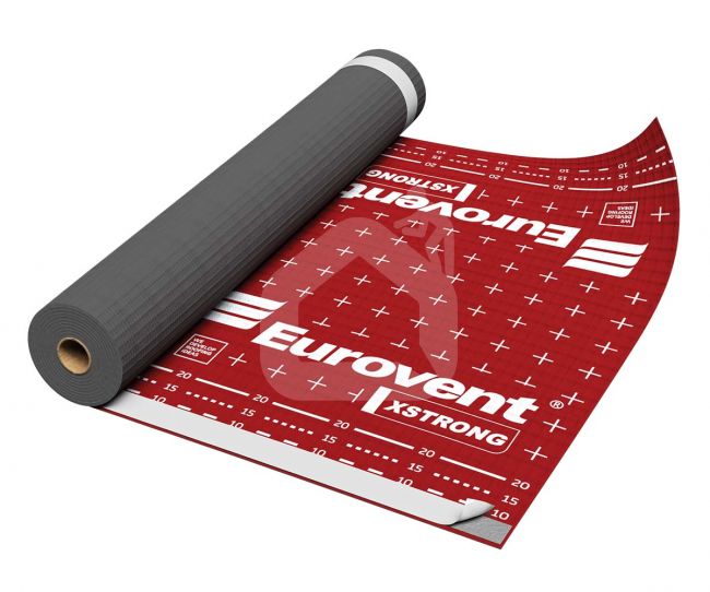 Difuzinė plėvelė Eurovent XSTRONG 250 gr./m², SK2 (lipnūs kraštai), 1,5 m. x 30 m. = 45 m²