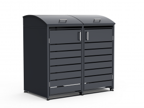 Dvivietė šiukšlių konteinerio pastogė apvalintu dangčiu MIKKO