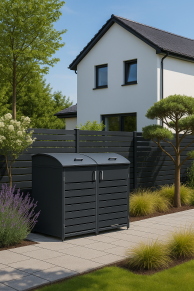 Dvivietė šiukšlių konteinerio pastogė apvalintu dangčiu MIKKO