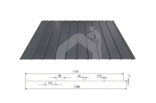 Trapecinis profilis E-7 RAL7016, 0,40 mm, Matt