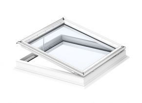 VELUX stogo langas plokščiam stogui lygiu stiklu CVP, elektrinis (įv. dydžiai)