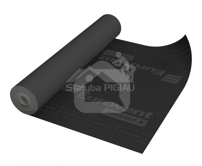 Priešvėjinė plėvelė Eurovent FASSADE 210 gr./m², 1,5 m. x 50 m. = 75 m²