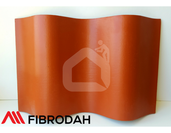Fibrodah banguoti lakštai, 8 bangų, terakota, 1000x1130x5,8 mm